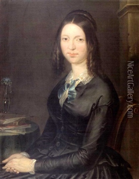 Portrait De Madame Liggi Oil Painting - Antoine Joseph (Antonie) Wiertz