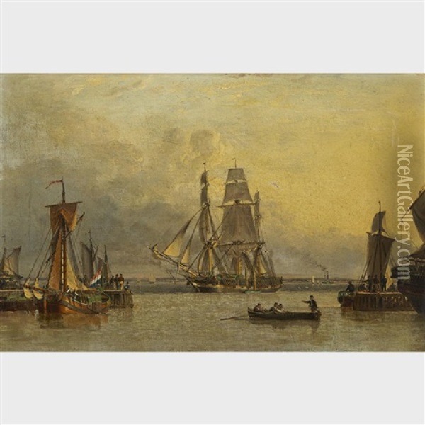 The William Lee Arriving At Hull Oil Painting - John Ward Of Hull