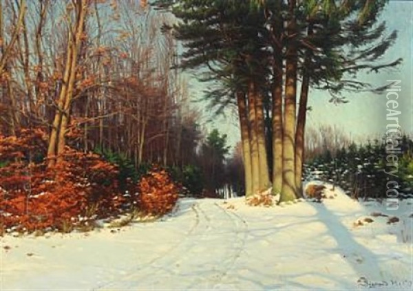 Winter Scenery Oil Painting - Sigvard Marius Hansen