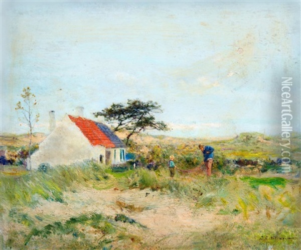 The Fishing House In Dunes Oil Painting - Ivan Pavlovich Pokhitonov