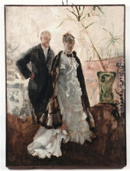 Due Figure Oil Painting - Giuseppe de Nittis