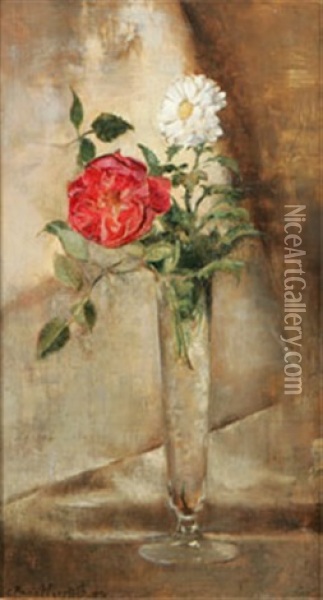 Stilleben Med Blommor I Vas Oil Painting - Anna Katarina Munthe-Norstedt