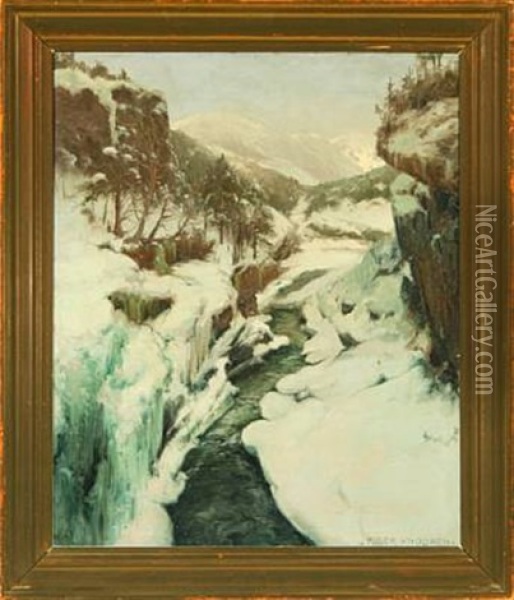 Wintry Mountainscape Oil Painting - Peder Jacob Marius Knudsen