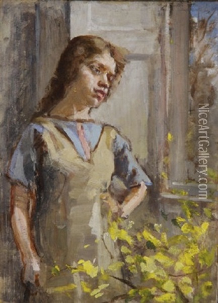 Girl By The Window Oil Painting - Sarah Henrietta Purser