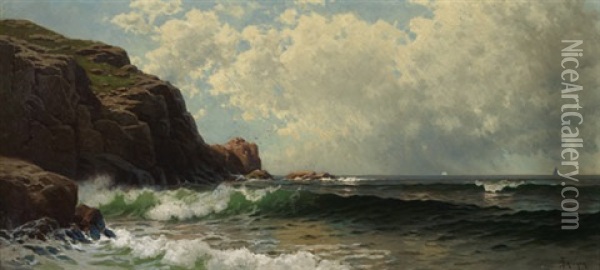 Coastal Scene Near Newport Oil Painting - Alfred Thompson Bricher