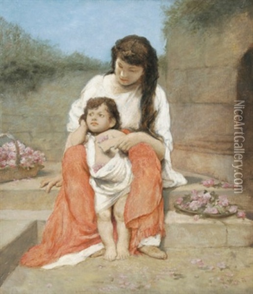 Amor Und Madchen Oil Painting - Gabriel von Max