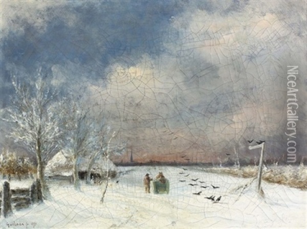 Winterliche Landschaft Oil Painting - Gerard Van Der Laan