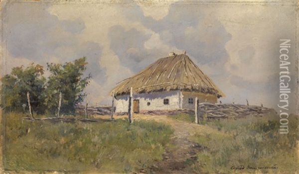 Ukrainian Hut On A Hill Oil Painting - Sergei Ivanovich Vasil'kovsky