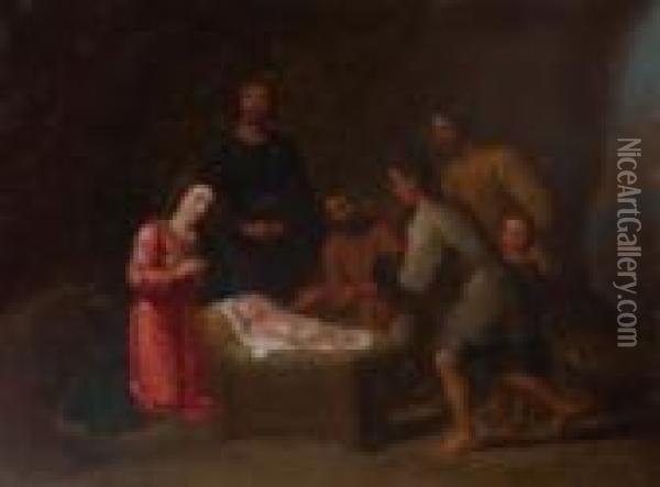 Adoration Of Theshepherds Oil Painting - Willem Van Herp