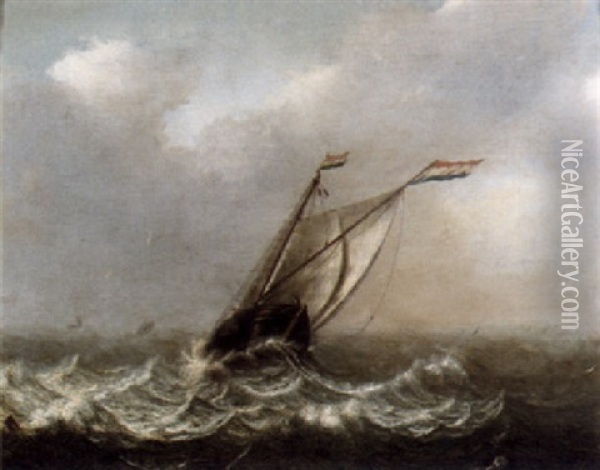 Segelfartyg Pa Stormigt Hav Oil Painting - Jan Porcellis