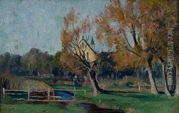 Weidenbaume Im Herbst Oil Painting - Franz Bunke