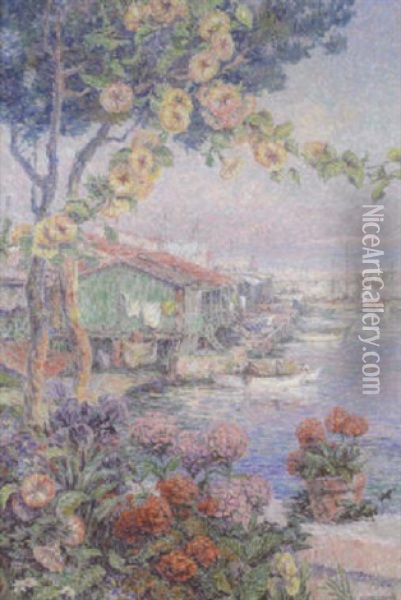 Port De Peche Ensoleille Oil Painting - Henri Aurrens