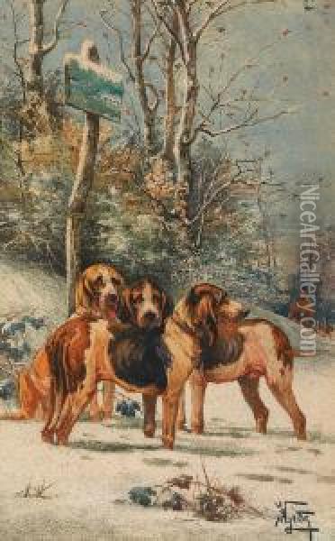 Chiens De Chasse Au Relais Oil Painting - Hippolyte Jean Adam Gide