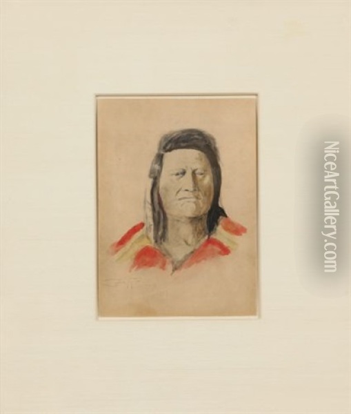 Indian Chief Joseph Oil Painting - Charles Marion Russell