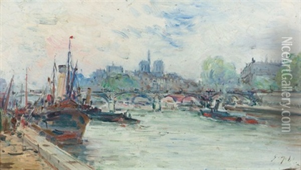Partie An Der Seine In Paris Oil Painting - Gustave Madelain