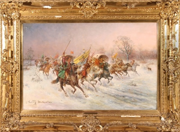 The Arrival Oil Painting - Adolf (Constantin) Baumgartner-Stoiloff