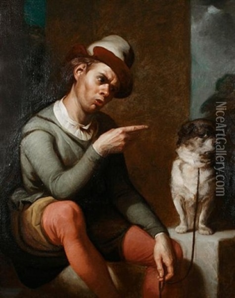 Launce And His Dog Crab Oil Painting - Thomas Francis Dicksee