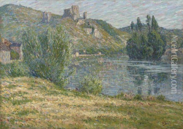 Ruines De Chateau Gaillard, La Seine Oil Painting - Anna Boch