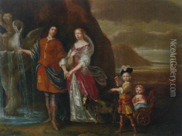 A Gentleman And His Wife As Rebecca And Eliezer Oil Painting - Jan Mytens