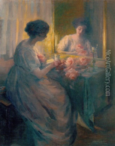 The Floral Gift Oil Painting - Hallie Champlin (Hattie) Hyde