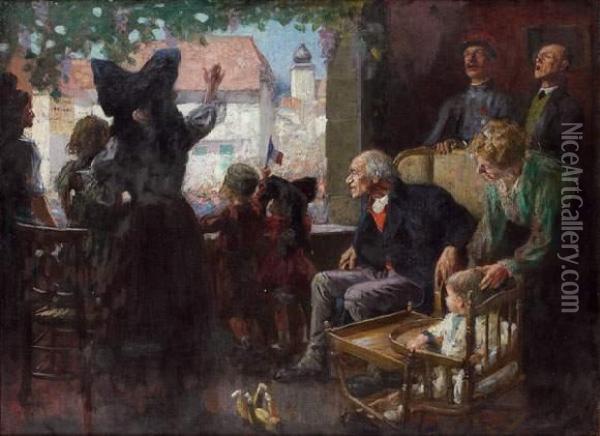 L'alsace Liberee Oil Painting - Lucien Hector Jonas