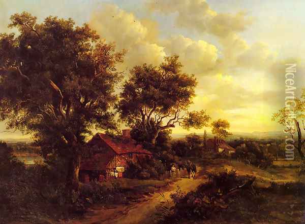 A Landscape With A Cottage Near Dorking Oil Painting - Patrick Nasmyth