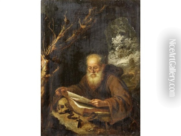 Saint Jerome In The Wilderness Oil Painting - Gerrit Dou