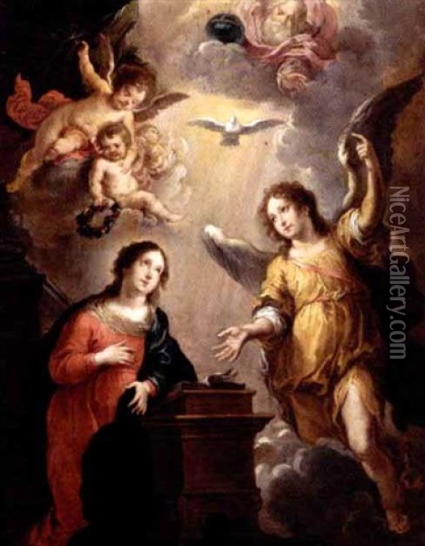 The Annunciation Oil Painting - Victor Wolfvoet the Younger