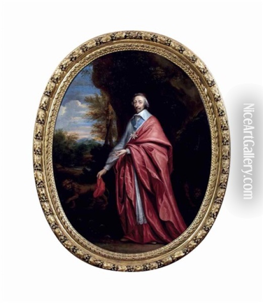 Portrait Allegorique Du Cardinal De Richelieu Oil Painting - Charles Alphonse Dufresnoy