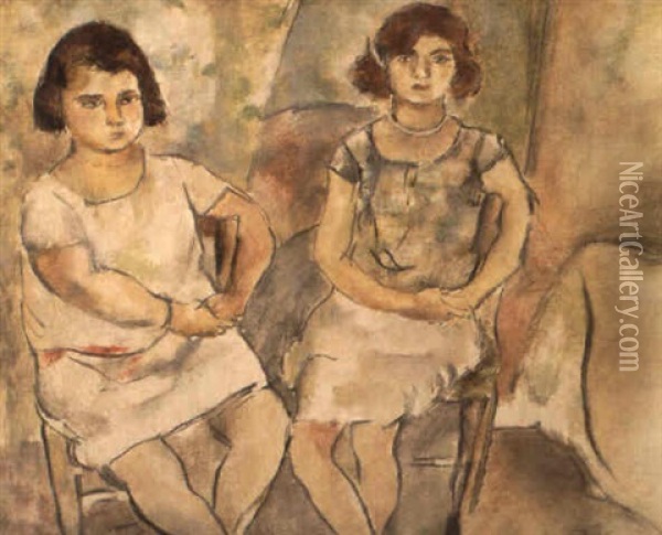 Nana Et Rosette Oil Painting - Jules Pascin