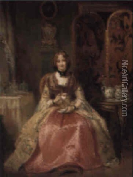 Portrait Of Lady Dorothy Nevill, In Her Boudoir Oil Painting - Henry Richard Graves