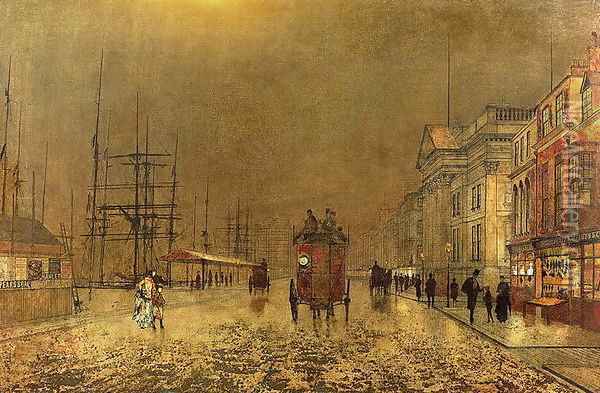 A Liverpool Street Oil Painting - John Atkinson Grimshaw