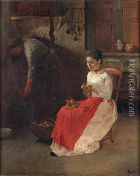 Scene D'interieur Dans Une Cuisine Oil Painting - Charles-Jean Agard