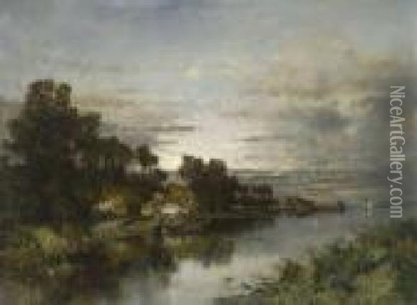 Uferlandschaft Oil Painting - Karl Heffner