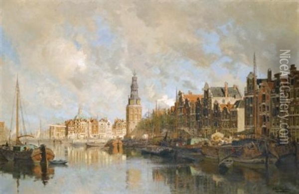 Montelbaanstoren, Amsterdam Oil Painting - Johannes Christiaan Karel Klinkenberg