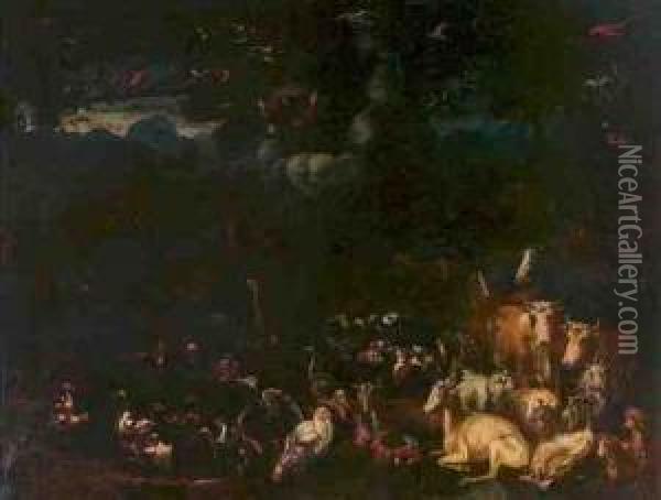 The Animals Gathering To Enter The Ark Oil Painting - Domenico Brandi