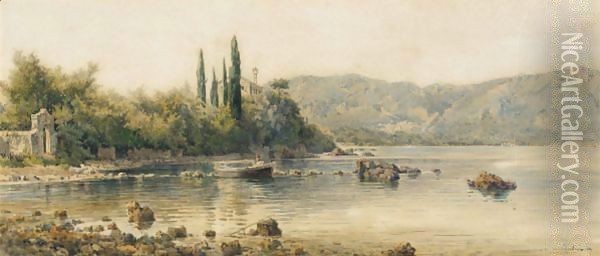 A Rocky Coastline Oil Painting - Angelos Giallina