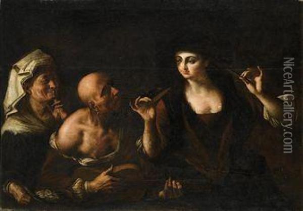 Scena Di Seduzione Oil Painting - Giovanni Domenico Lombardi