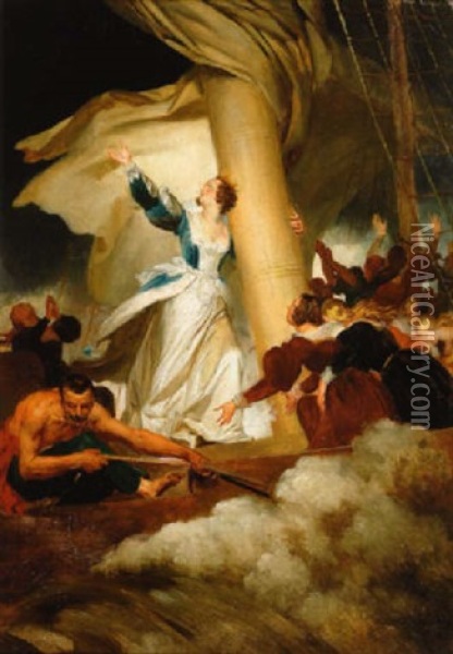 Virginie Pendant La Tempete Oil Painting - Alexandre-Evariste Fragonard