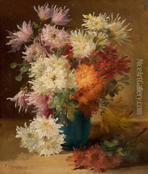 Still Life With Flowers Oil Painting - Edmond Van Coppenolle