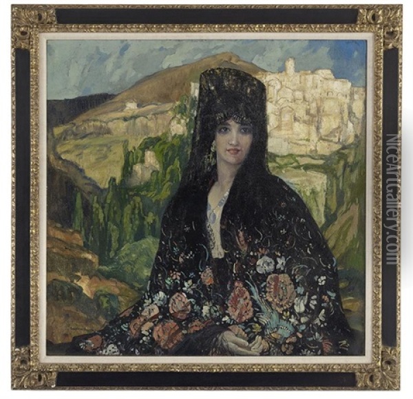 Portrait Of A Spanish Lady Oil Painting - George Elmer Browne