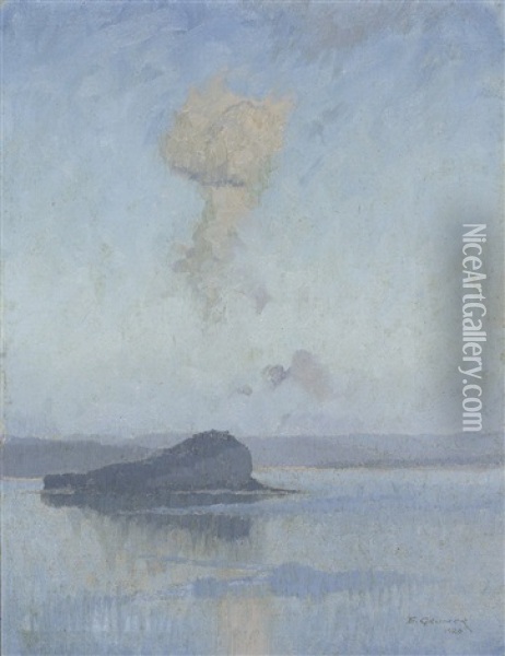 Lion Island Oil Painting - Elioth Gruner