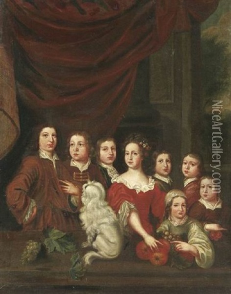 Bildnis Der Familie Abraham Desmarees' Oil Painting - George de Marees