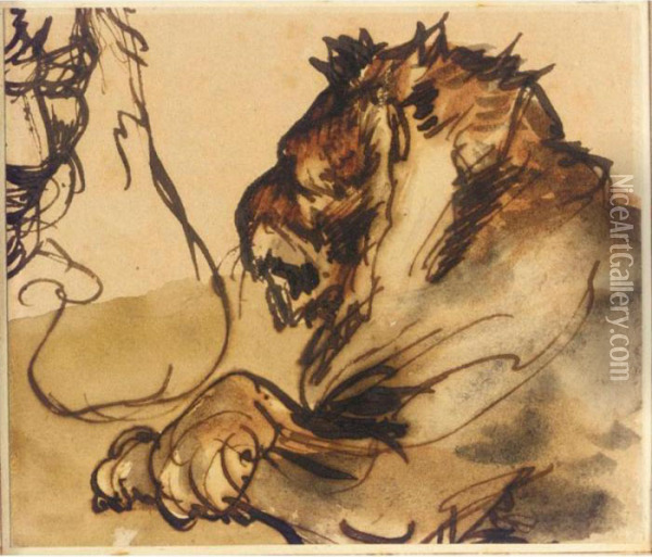 Croquis De Lions Oil Painting - Theodore Gericault