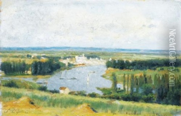 Le Confluent De La Seine Et De L'oise, Conflans Sainte-honorine Vu De Chanteloup Oil Painting - Stanislas Lepine