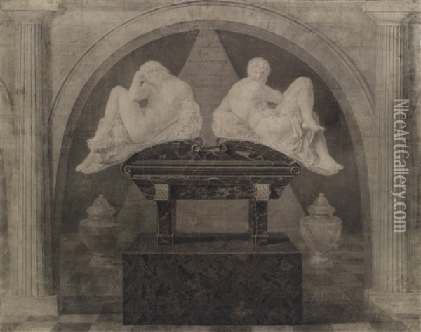 Michelangelos Grabmal Des Giuliano De Medici In Der Kapelle San Lorenzo In Florenz Oil Painting - Joseph Marie Vien the Younger