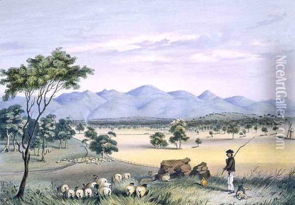 Lynedoch Valley looking towards the Barossa Range Oil Painting - George French Angas