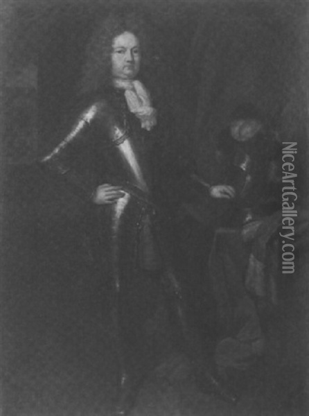 Portrait De Gentilhomme En Armure Oil Painting - Caspar Netscher