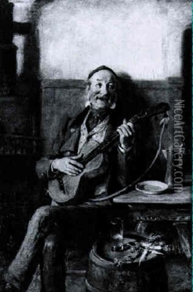 Der Gitarrenspieler Oil Painting - Hermann Kern