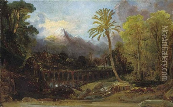 A View Of Mount Etna, Sicily Oil Painting - Friedrich August Elsasser